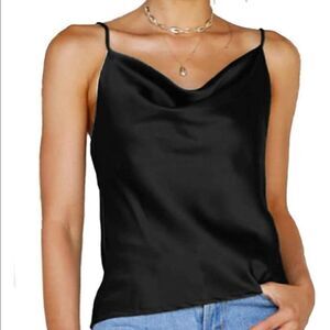 New Cowl Neck Satin Cami Silky Cami Tank Top Soft
